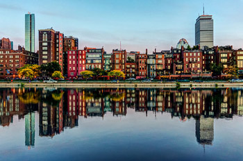 Brownstone buildings on artificial fill in Boston's Back Bay