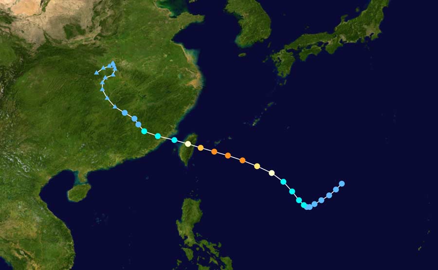 Track of Typhoon Nina