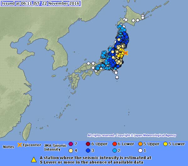 November 22 earthquake off Fukushima