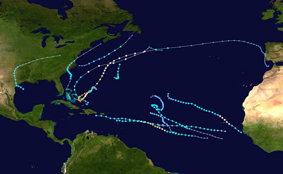 Tracks of the 2015 Atlantic hurricane season