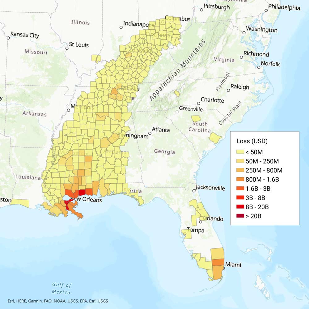 Hurricane Katrina (2005) loss map