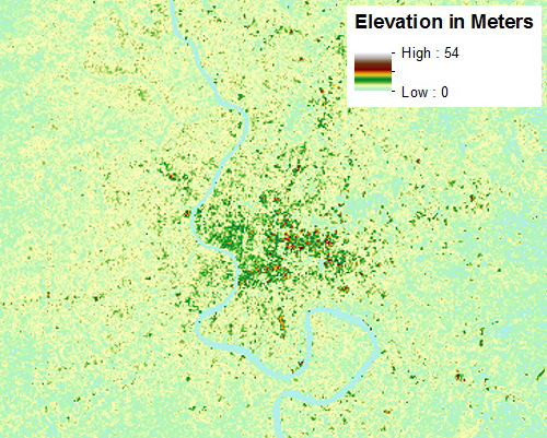 Bangkok, SRTM, 90 m resolution