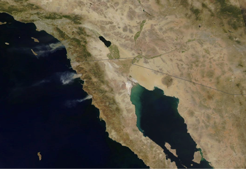 Satellite image of the May 2014 California wildfires