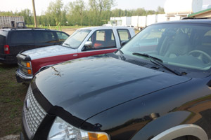 Canada hail damage photo two, hood damage