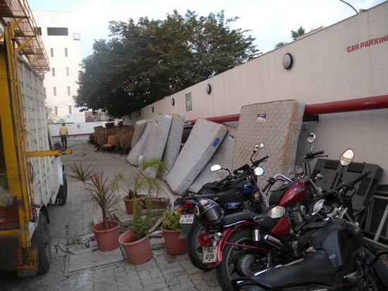 Damaged contents behind the Hotel Lemon Tree in Porur