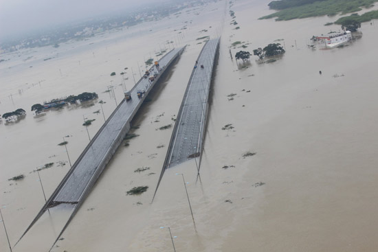 Bridge after a river overflowed near Chennai