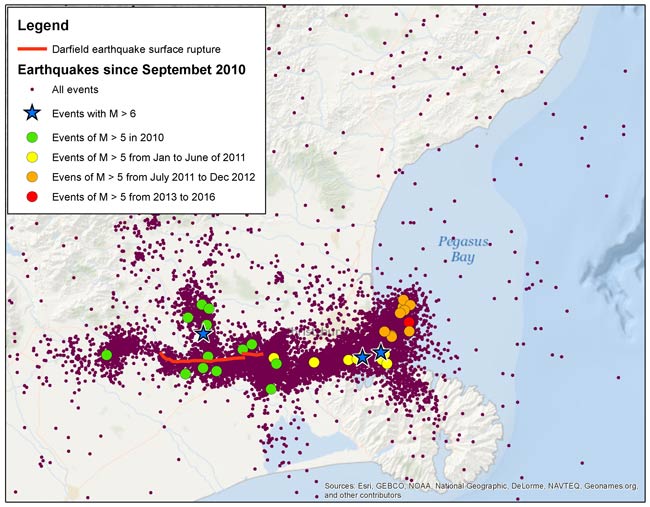 Seismicity in Christchurch since the 2010 Darfield earthquake