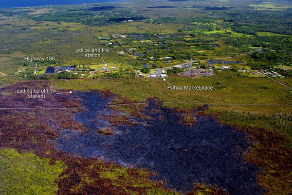 Proximity of the flow front to Pahoa