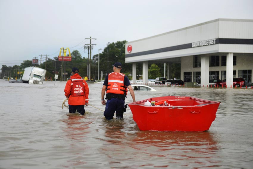 U.S. Coast Guard assisting residents in Baton Rouge on August 14, 2016. (Source: U.S. Coast Guard)