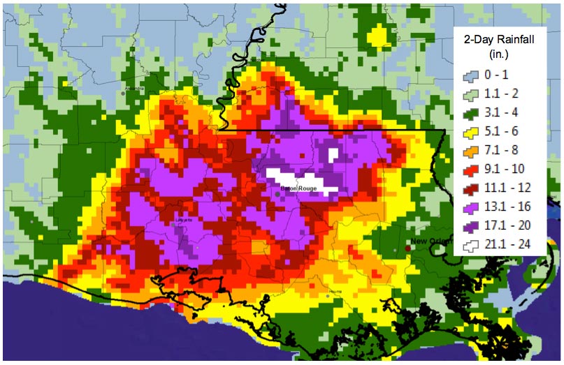 Merged gauge and radar observations