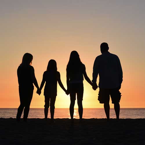 Family on beach