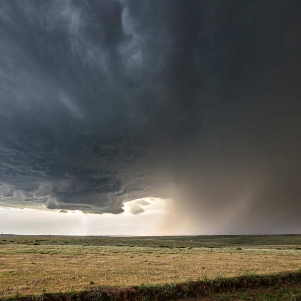 Severe thunderstorm over flat land