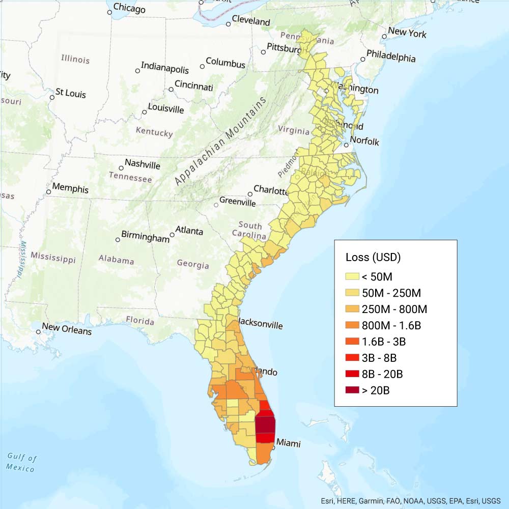 Great Okeechobee Hurricane (1928) loss map