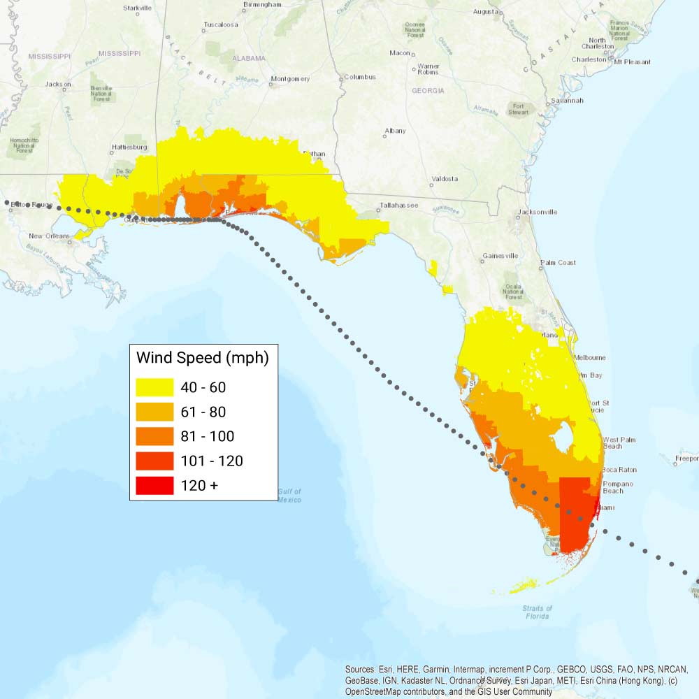 Great Miami Hurricane (1926) wind map