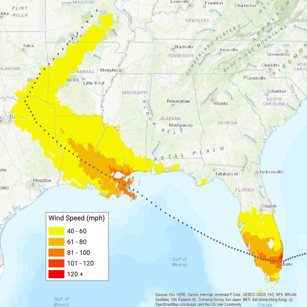 Fort Lauderdale Hurricane (1947) wind map