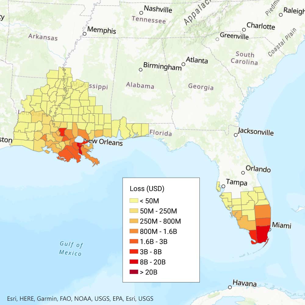 Hurricane Betsy (1965) loss map