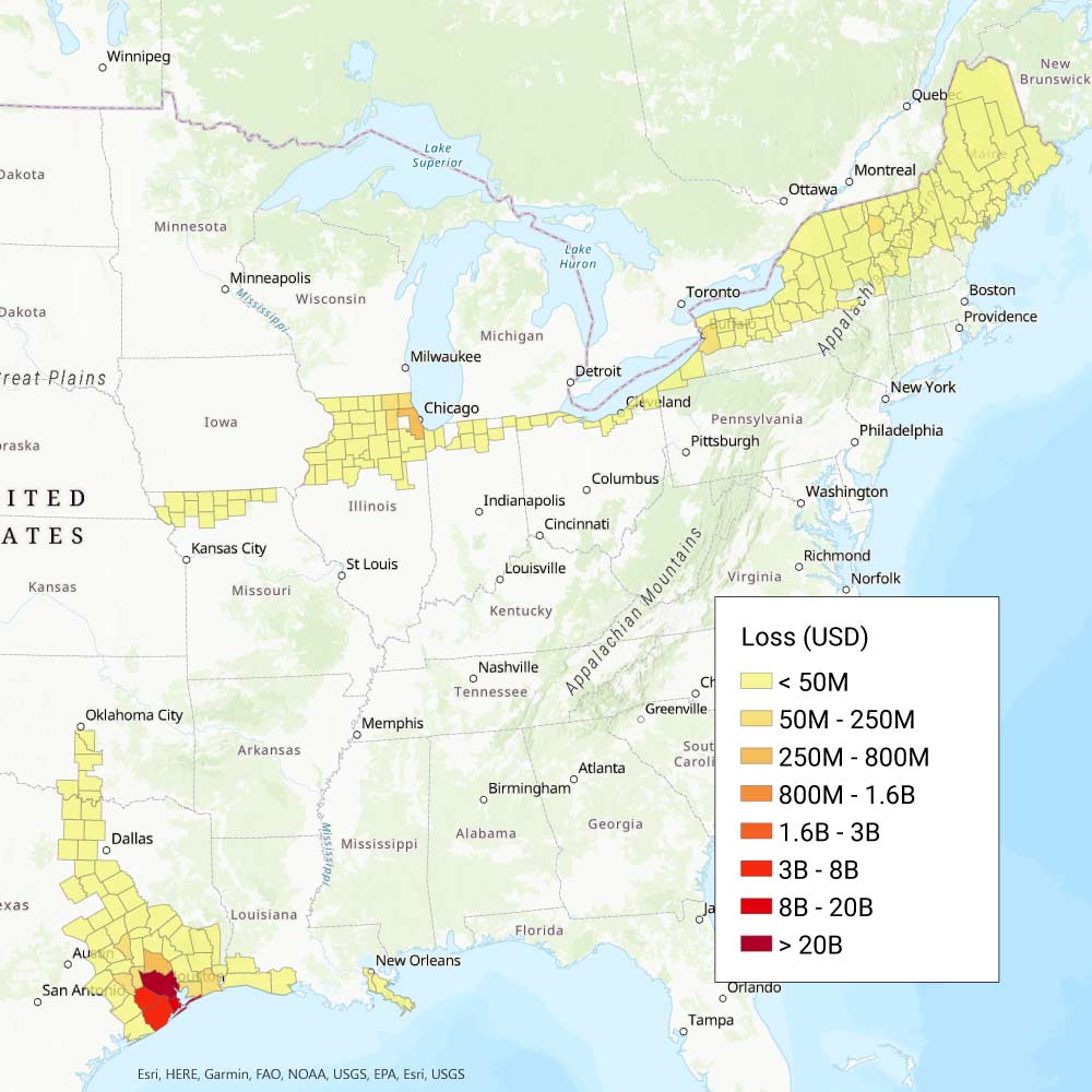 Galveston Hurricane (1900) loss map