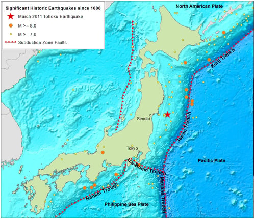 tohoku earthquake map